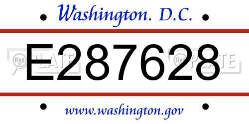 E287628 District Of Columbia License Plate