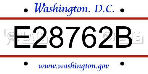 E28762B District Of Columbia License Plate