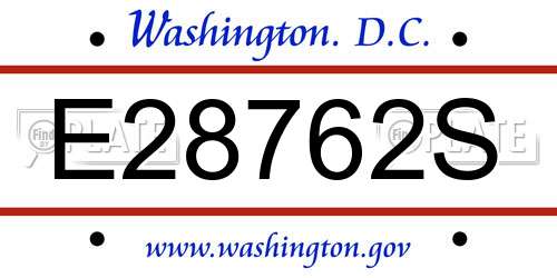 E28762S District Of Columbia License Plate