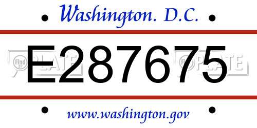 E287675 District Of Columbia License Plate