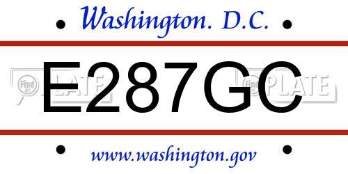 E287GC District Of Columbia License Plate