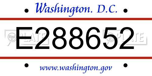 E288652 District Of Columbia License Plate