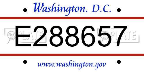 E288657 District Of Columbia License Plate