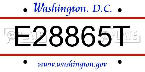 E28865T District Of Columbia License Plate