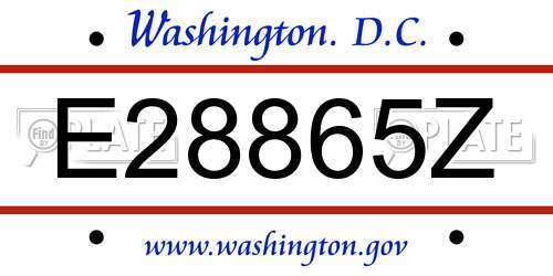 E28865Z District Of Columbia License Plate