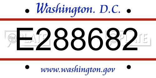 E288682 District Of Columbia License Plate
