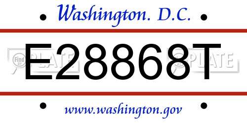 E28868T District Of Columbia License Plate