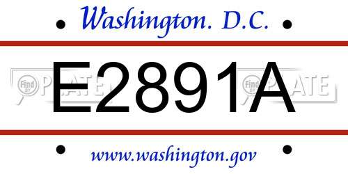 E2891A District Of Columbia License Plate