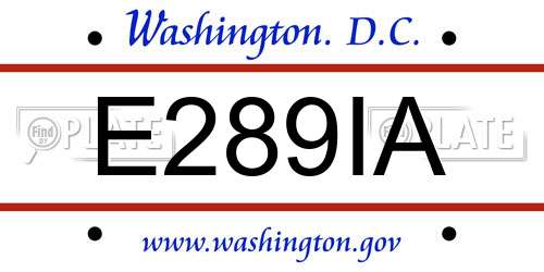 E289IA District Of Columbia License Plate