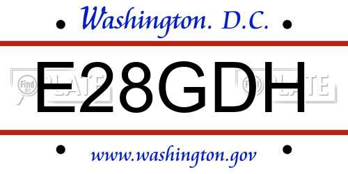 E28GDH District Of Columbia License Plate