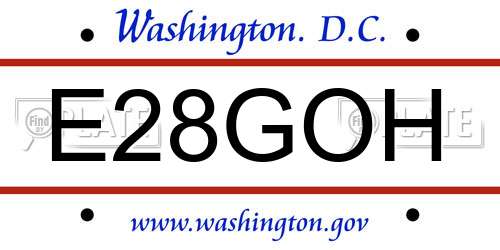 E28GOH District Of Columbia License Plate