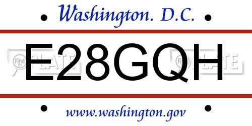 E28GQH District Of Columbia License Plate