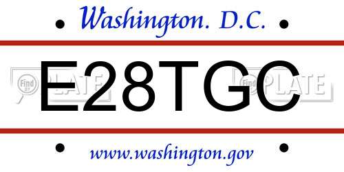 E28TGC District Of Columbia License Plate