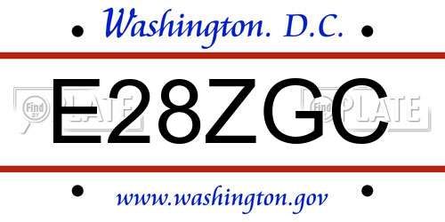 E28ZGC District Of Columbia License Plate