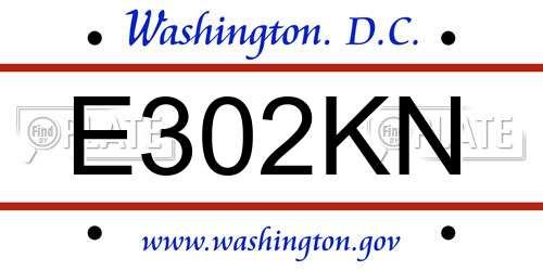 E302KN District Of Columbia License Plate