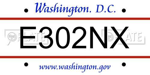 E302NX District Of Columbia License Plate