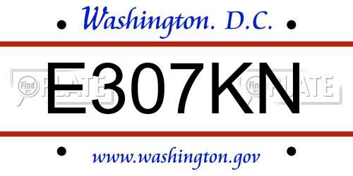 E307KN District Of Columbia License Plate