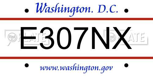 E307NX District Of Columbia License Plate