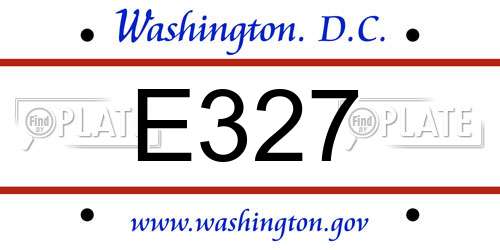 E327 District Of Columbia License Plate