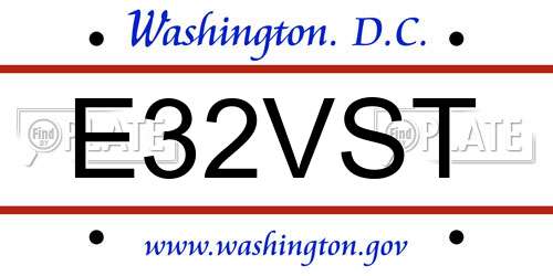 E32VST District Of Columbia License Plate