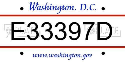 E33397D District Of Columbia License Plate