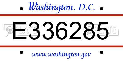 E336285 District Of Columbia License Plate
