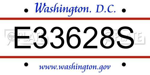 E33628S District Of Columbia License Plate