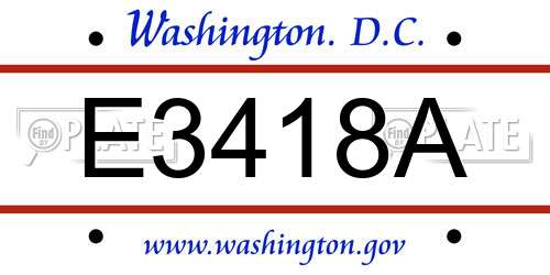 E3418A District Of Columbia License Plate