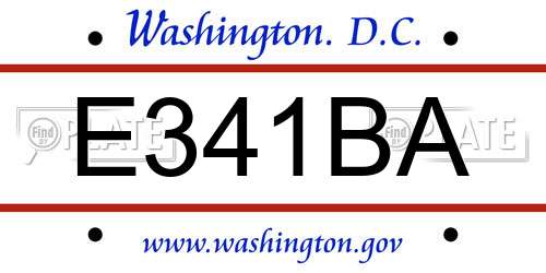 E341BA District Of Columbia License Plate