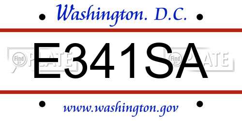 E341SA District Of Columbia License Plate