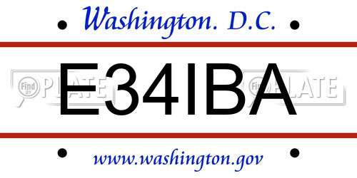 E34IBA District Of Columbia License Plate