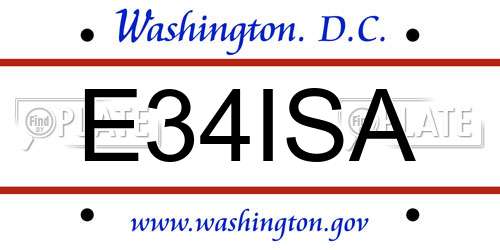 E34ISA District Of Columbia License Plate