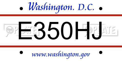 E350HJ District Of Columbia License Plate