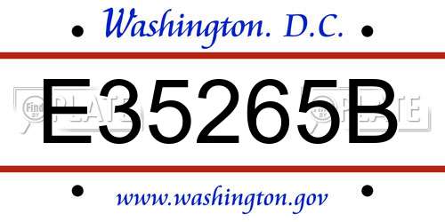 E35265B District Of Columbia License Plate