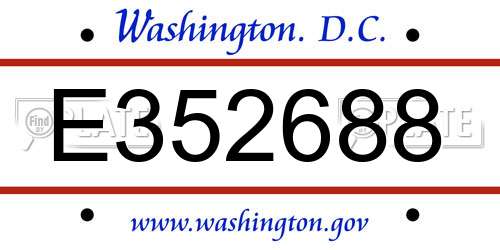 E352688 District Of Columbia License Plate