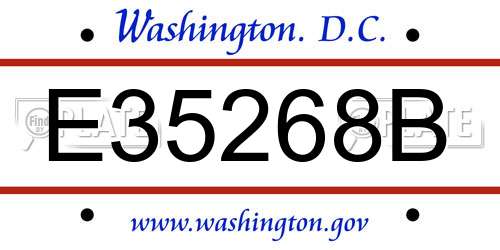 E35268B District Of Columbia License Plate
