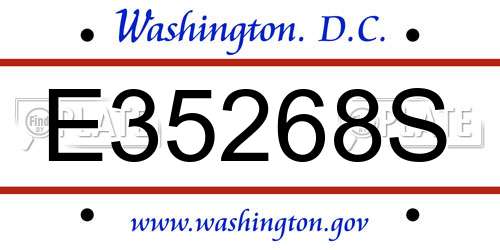 E35268S District Of Columbia License Plate