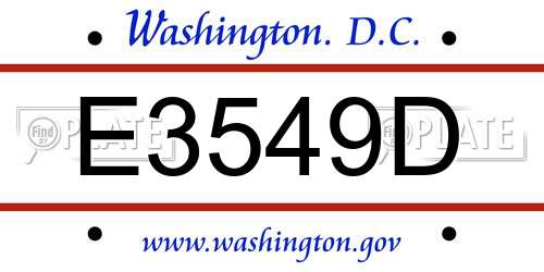 E3549D District Of Columbia License Plate