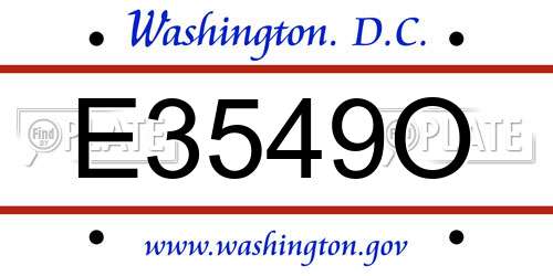 E3549O District Of Columbia License Plate
