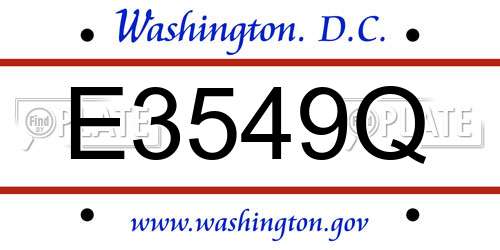 E3549Q District Of Columbia License Plate
