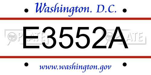 E3552A District Of Columbia License Plate