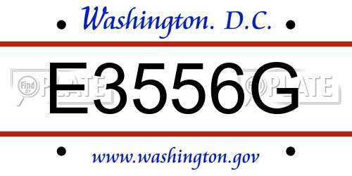 E3556G District Of Columbia License Plate