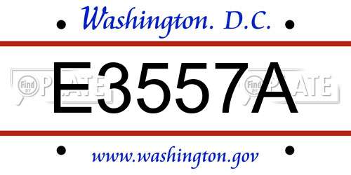 E3557A District Of Columbia License Plate