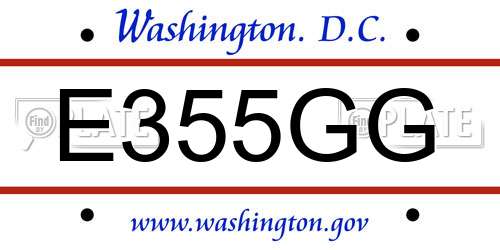 E355GG District Of Columbia License Plate