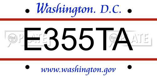 E355TA District Of Columbia License Plate