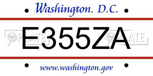 E355ZA District Of Columbia License Plate