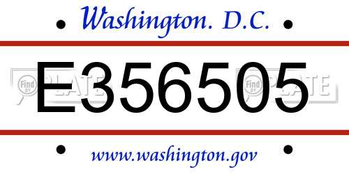 E356505 District Of Columbia License Plate