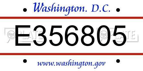 E356805 District Of Columbia License Plate