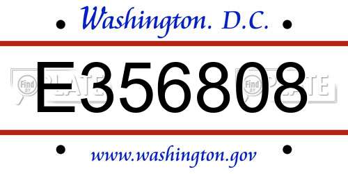 E356808 District Of Columbia License Plate