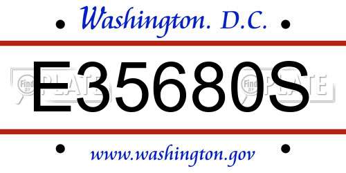 E35680S District Of Columbia License Plate